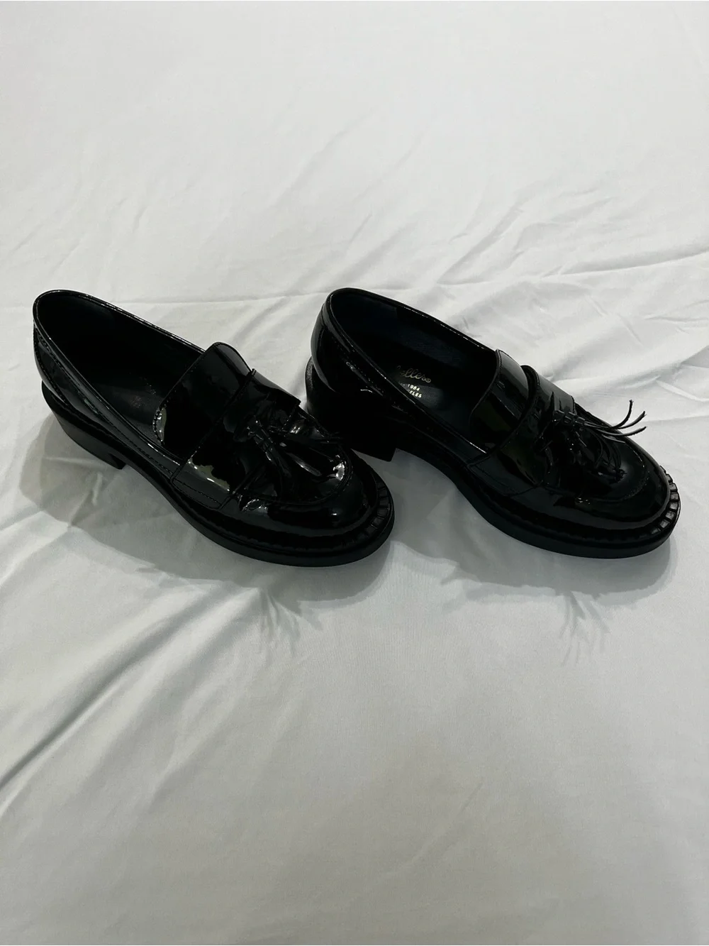 Seychelles Black Patent Leather Tassel Loafers Platform Academia Size 7.5